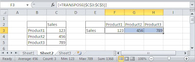 Excel TRANSPOSE array formula